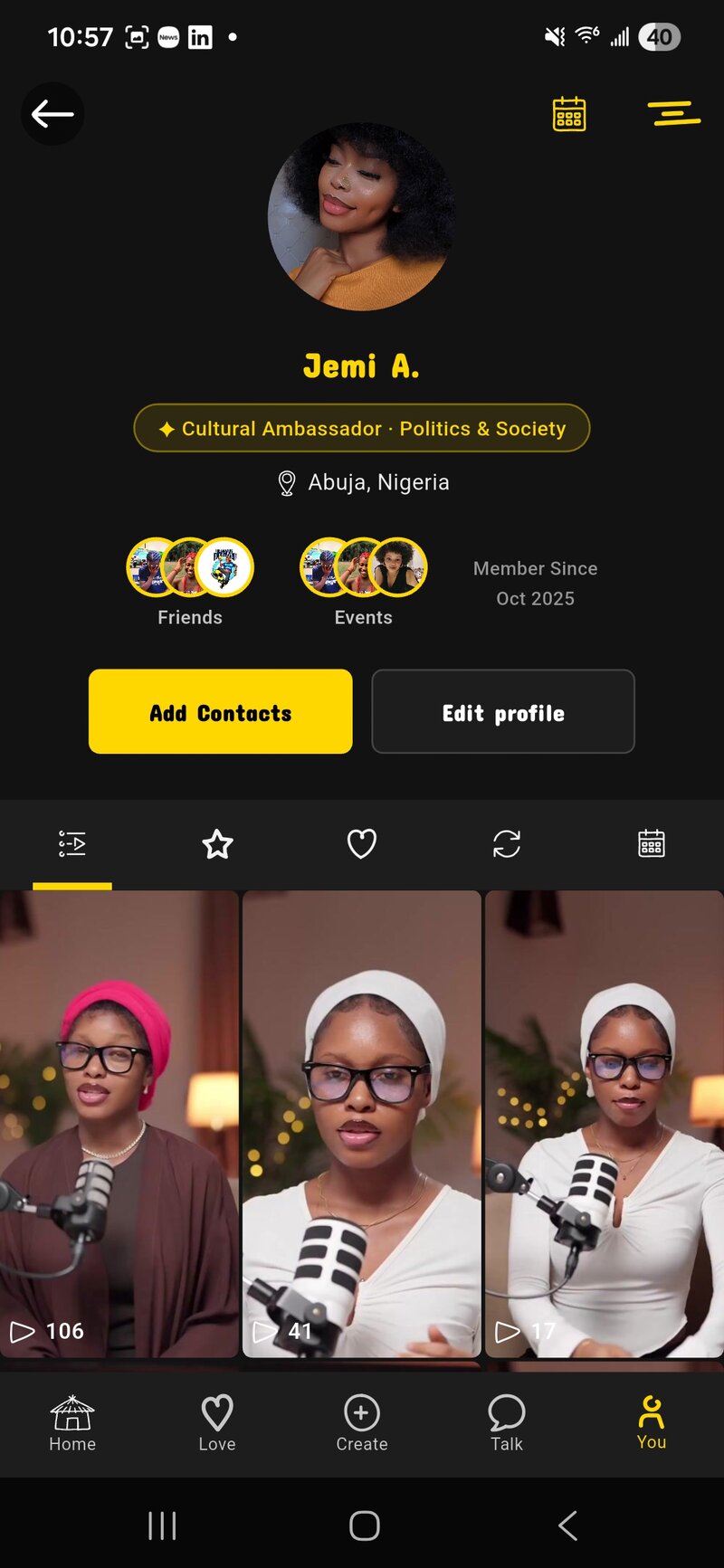 Follow creators who host events
